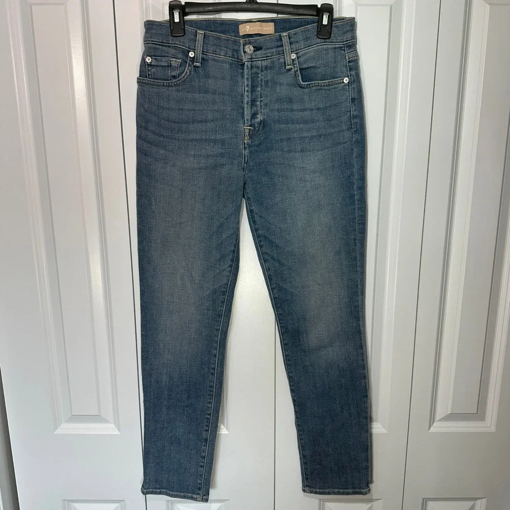 7 For All Mankind Josefina Jeans Womens 27 Blue Luxe Vintage Skinny Boyfriend